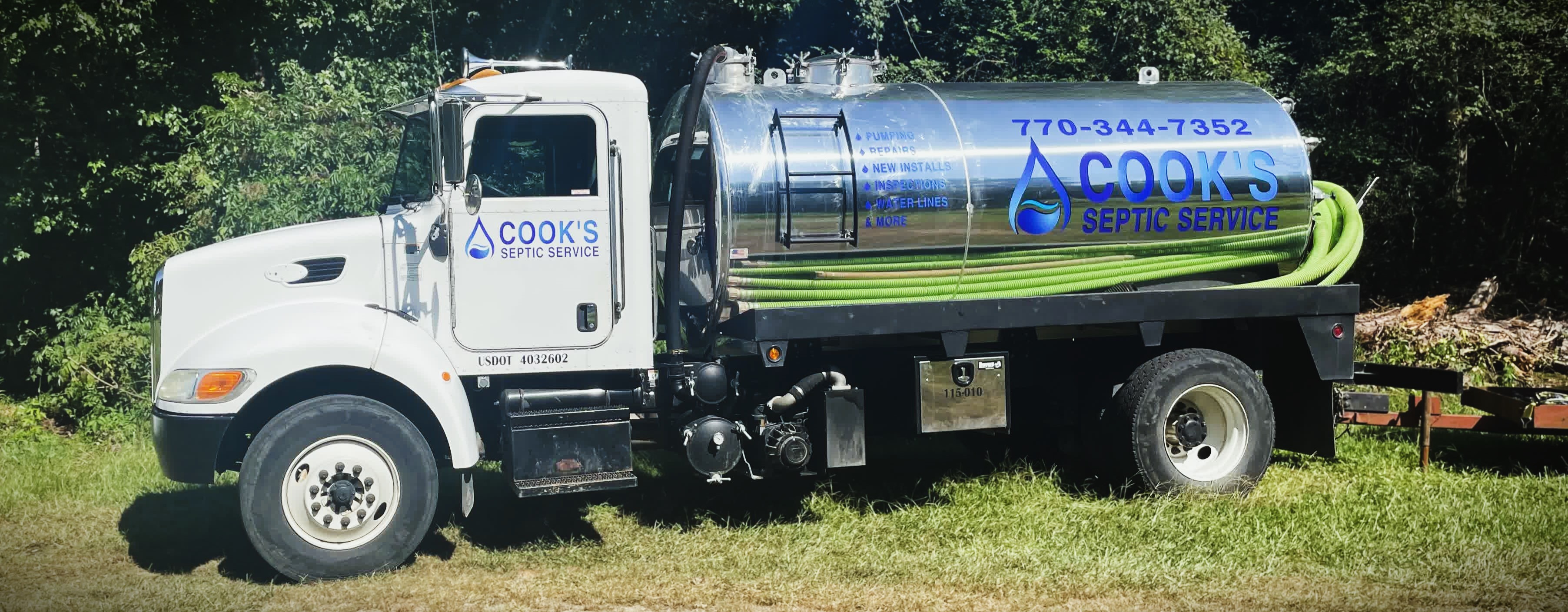 Pump Truck with Cook's Septic Service branding